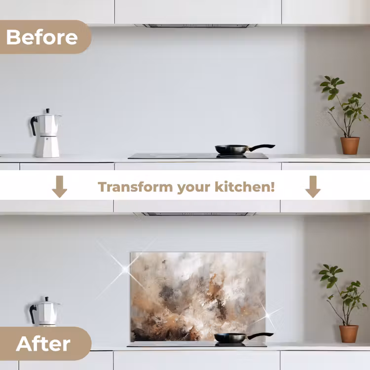 Kitchen splashback for hob - Paint - Abstract - Beige - Art — 7