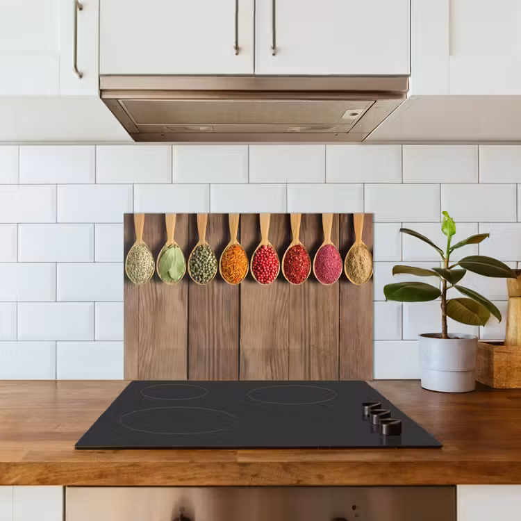 Kitchen splashback for hob - Spoons - Herbs - Wood — 3