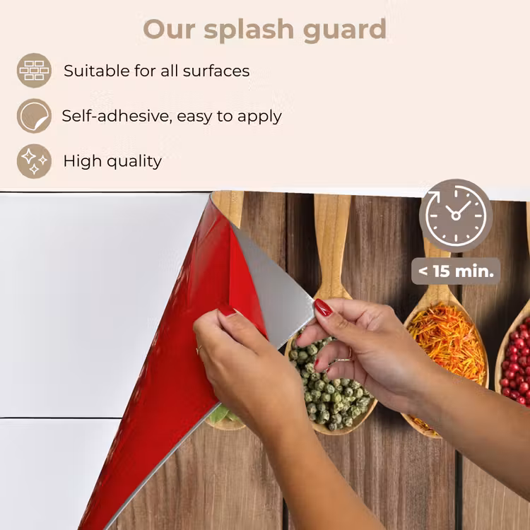Kitchen splashback for hob - Spoons - Herbs - Wood — 4