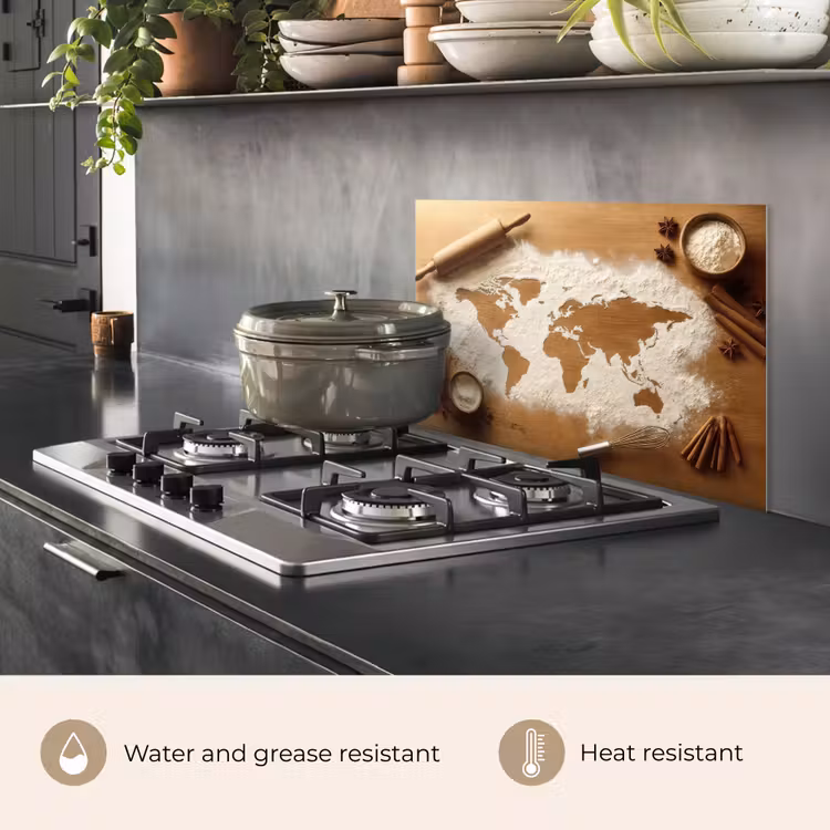 Kitchen splashback for hob - Wood - World map - Baking - Kitchen — 2