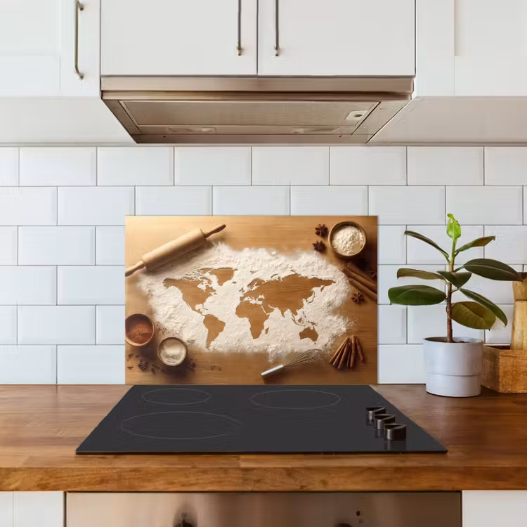 Kitchen splashback for hob - Wood - World map - Baking - Kitchen — 3