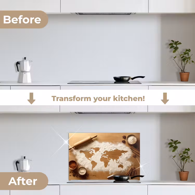 Kitchen splashback for hob - Wood - World map - Baking - Kitchen — 7