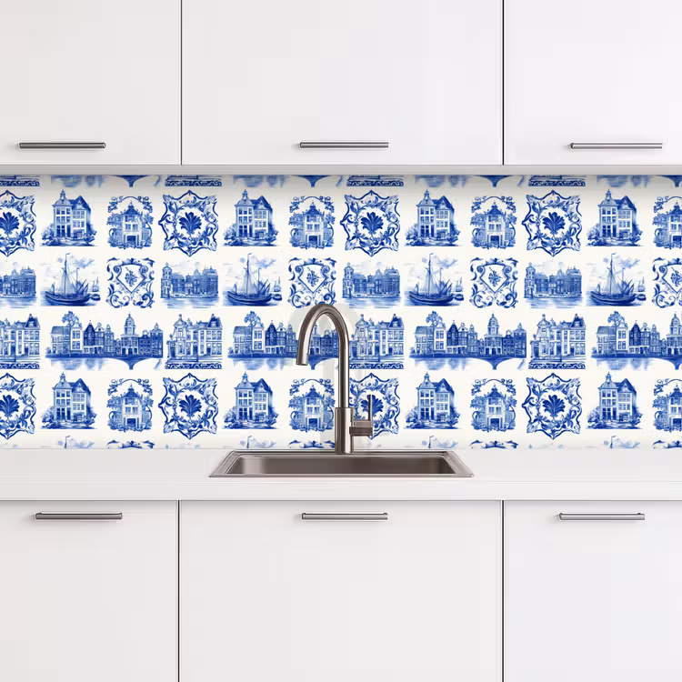 Kitchen splashback - Houses - Ships - Blue — 4