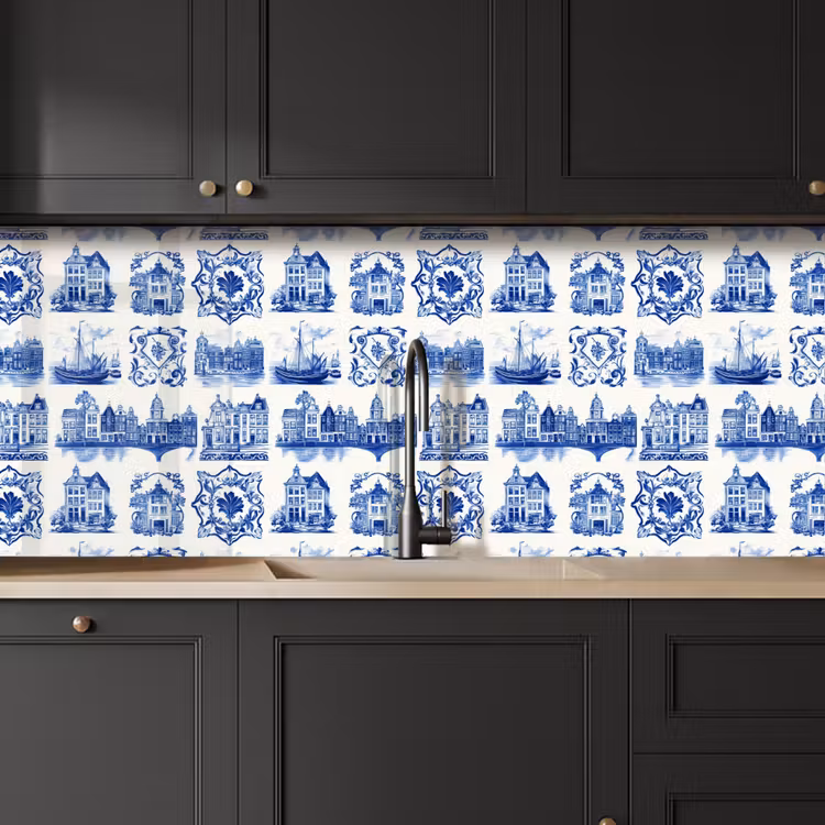 Kitchen splashback - Houses - Ships - Blue — 6