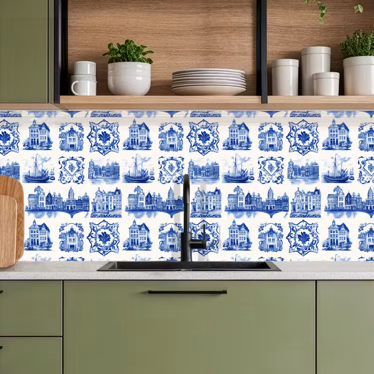 Kitchen splashback - Houses - Ships - Blue — 8