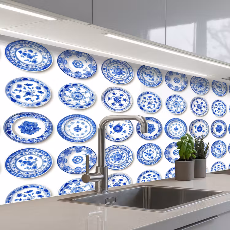 Kitchen splashback - Signs - Flowers - Pattern - Blue — 2