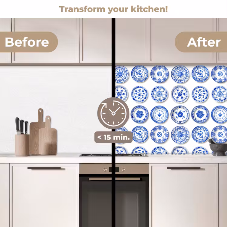 Kitchen splashback - Signs - Flowers - Pattern - Blue — 3