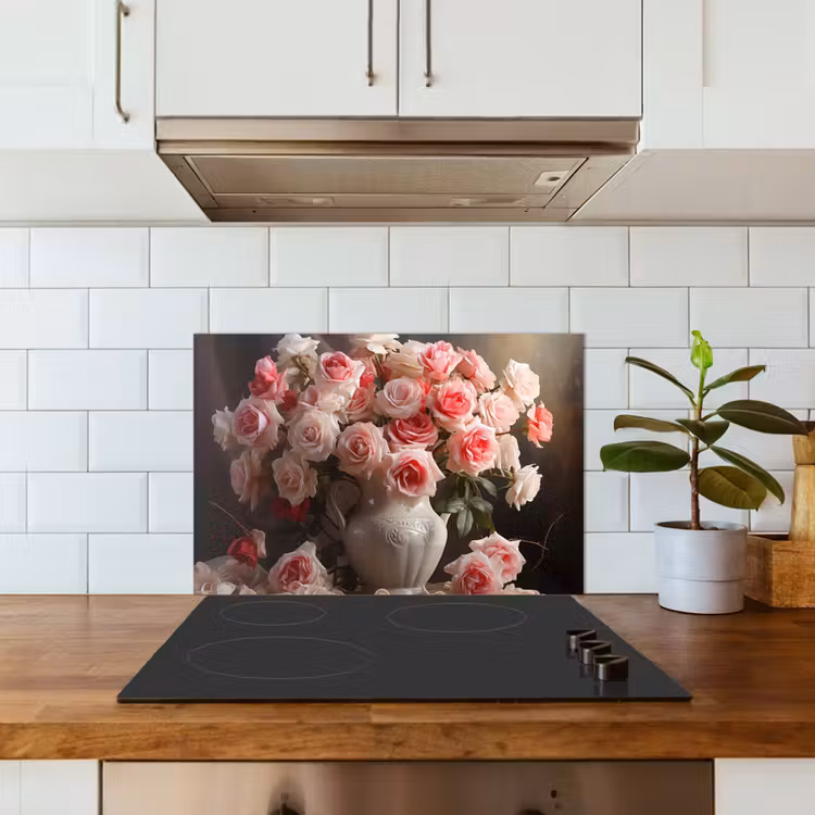 Kitchen splashback for hob - Flowers - Roses - Vase - Still life - Bouquet — 3