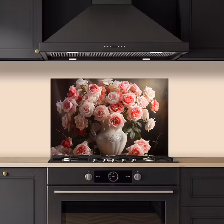 Kitchen splashback for hob - Flowers - Roses - Vase - Still life - Bouquet — 5