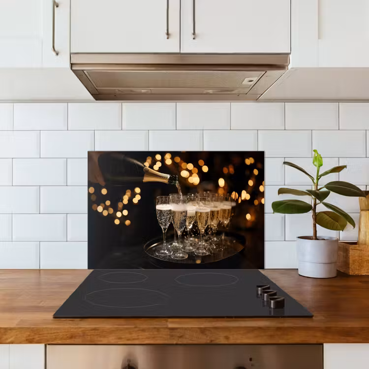 Kitchen splashback for hob - Lights - Champagne - Tray - Glasses — 3