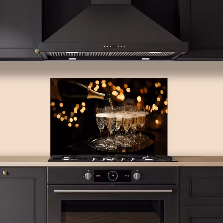 Kitchen splashback for hob - Lights - Champagne - Tray - Glasses — 5