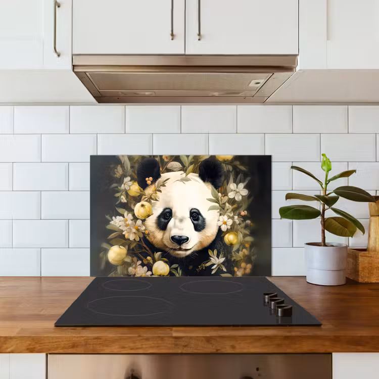 Kitchen splashback for hob - Panda - Panda bear - Wildlife - Nature - Flowers — 3