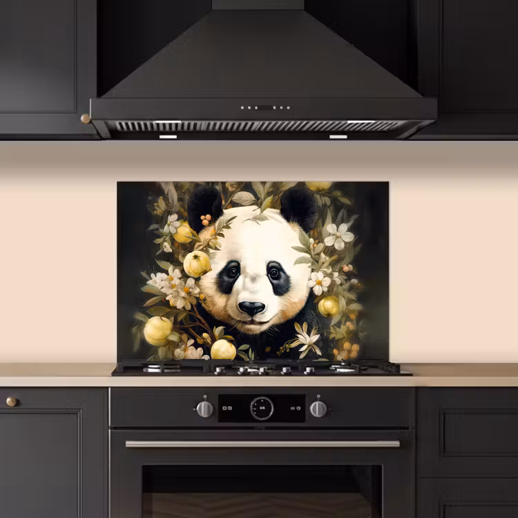 Kitchen splashback for hob - Panda - Panda bear - Wildlife - Nature - Flowers — 5