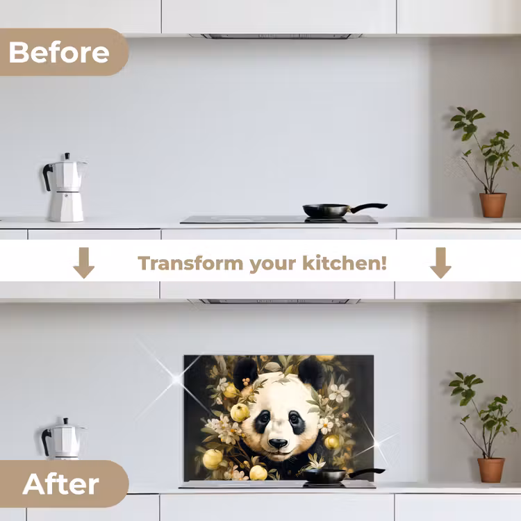 Kitchen splashback for hob - Panda - Panda bear - Wildlife - Nature - Flowers — 7