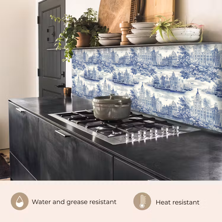 Kitchen splashback - Houses - Trees - Water - Birds - Blue — 5