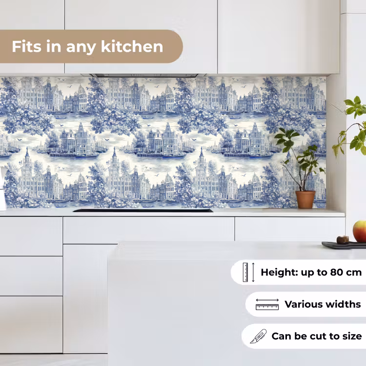 Kitchen splashback - Houses - Trees - Water - Birds - Blue — 7
