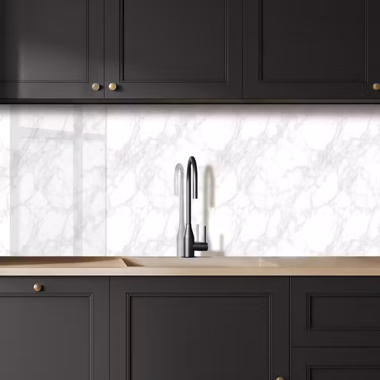 Kitchen splashback - Minimalist - White - Gray veins — 6