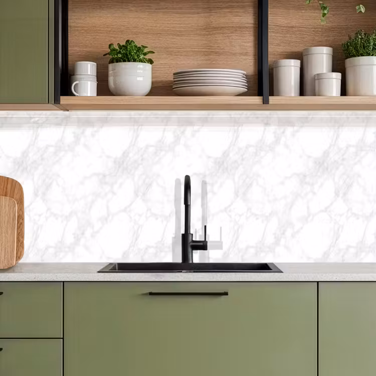 Kitchen splashback - Minimalist - White - Gray veins — 8