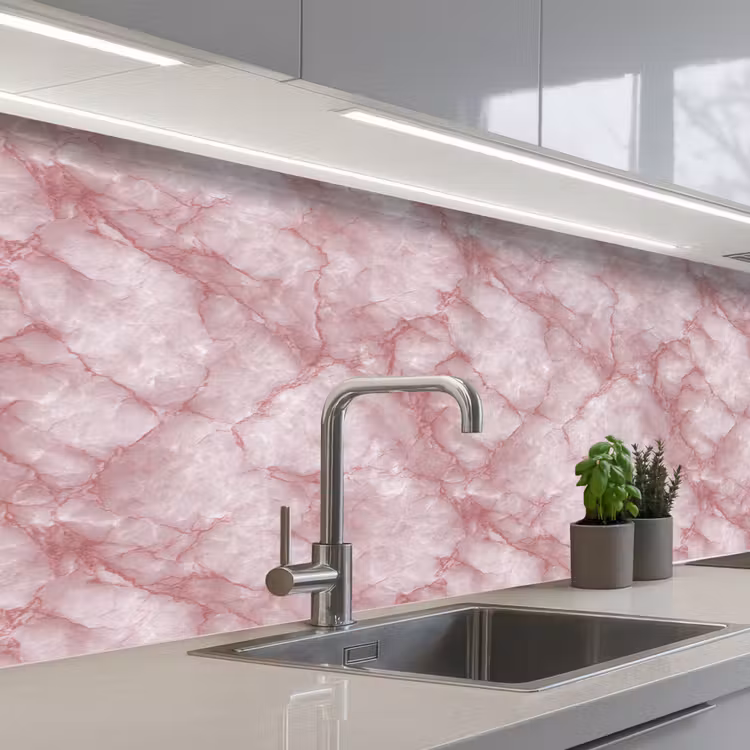 Kitchen splashback - Pink - Quartz marble - Veins — 2