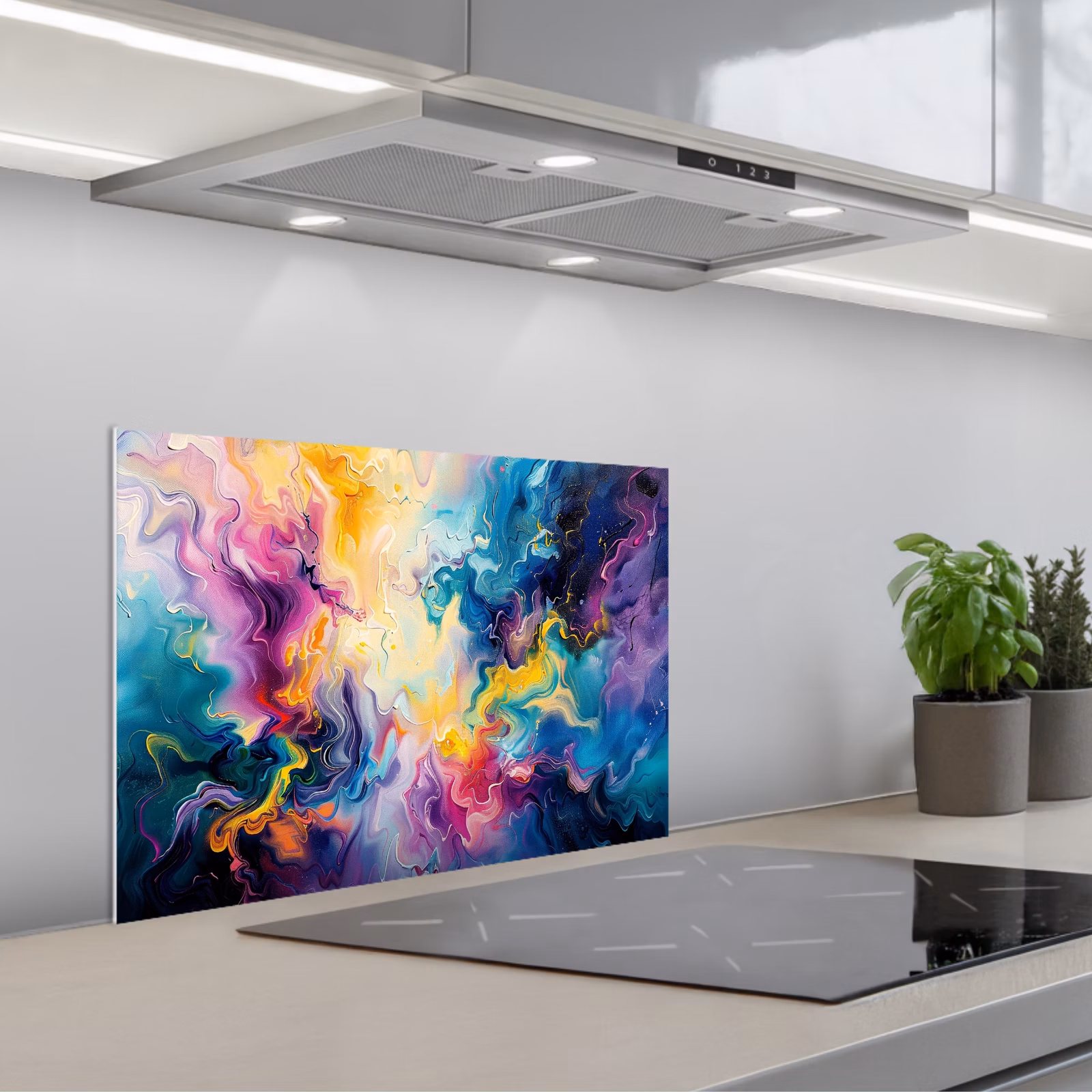Kitchen splashback for hob - Paint - Colorful - Black - Colors — 1