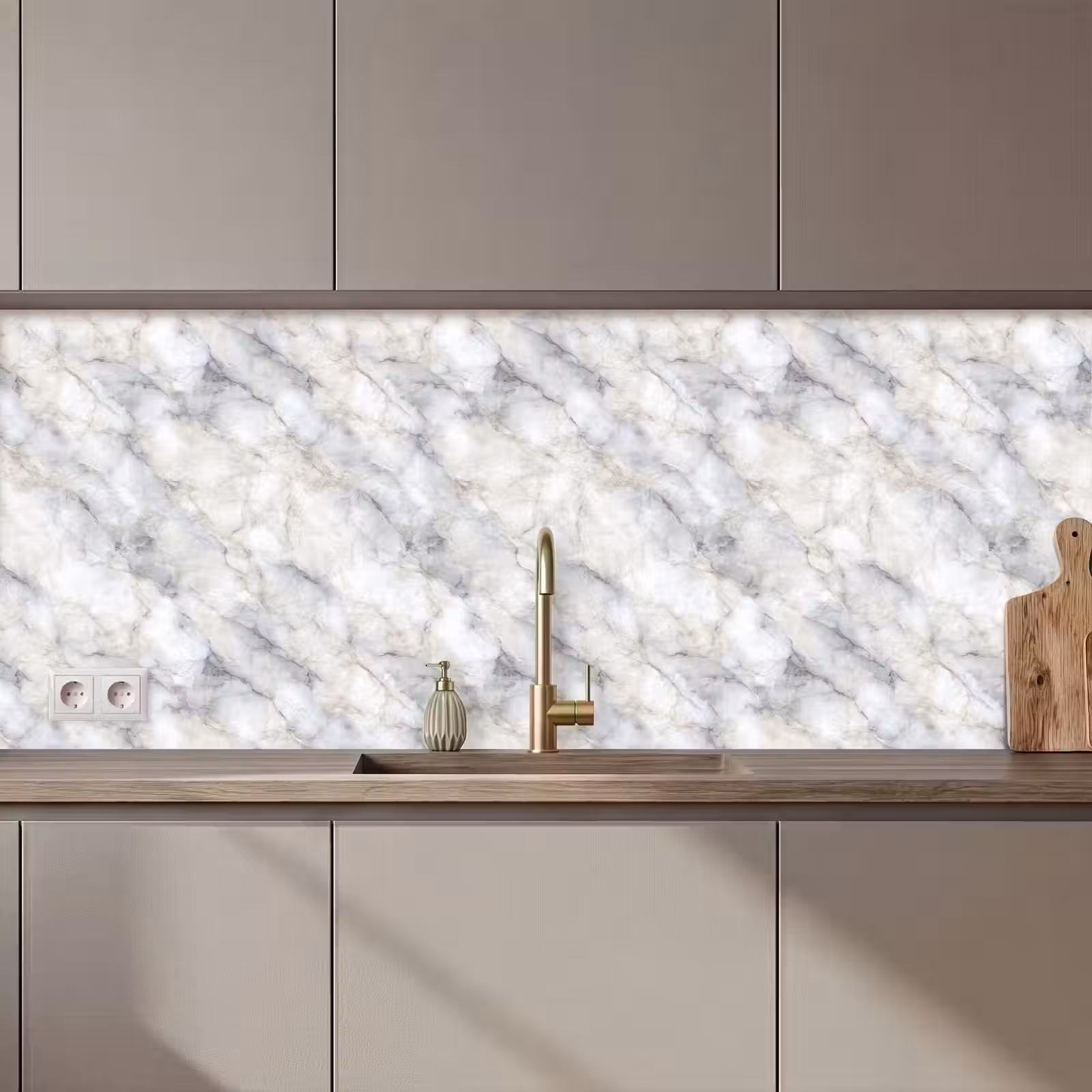 Kitchen splashback - Gray - Marble - Detailed — 1