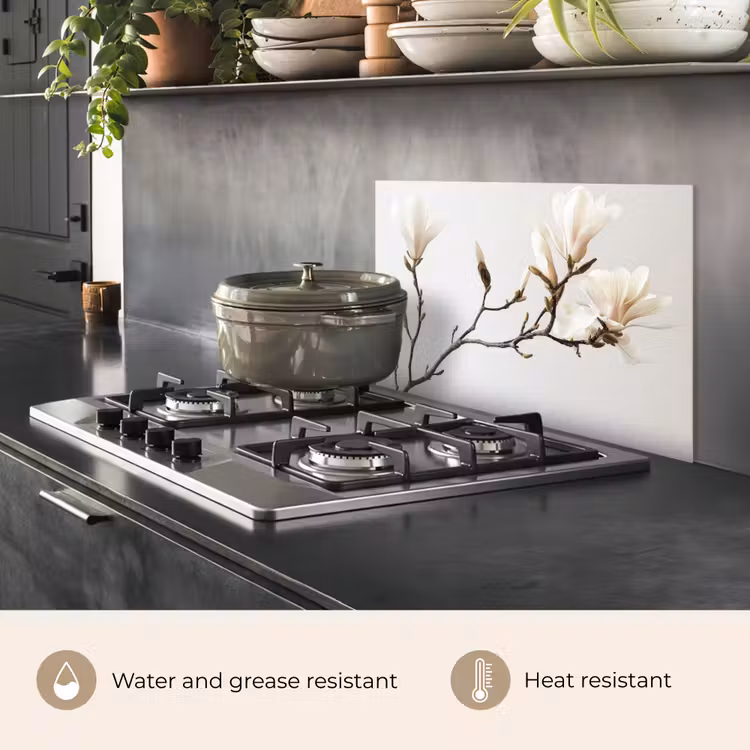 Kitchen splashback for hob - Flowers - White - Nature - Magnolia — 2