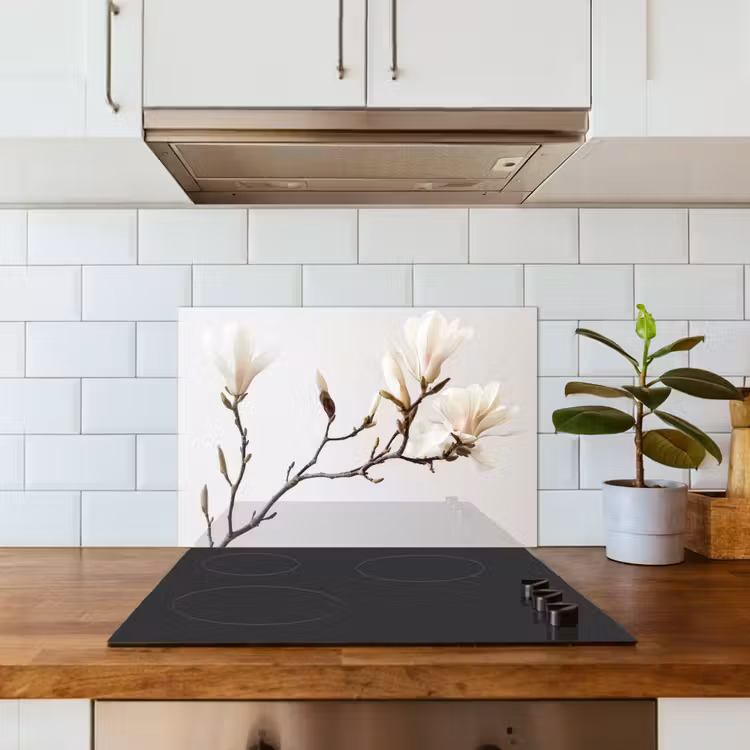 Kitchen splashback for hob - Flowers - White - Nature - Magnolia — 3