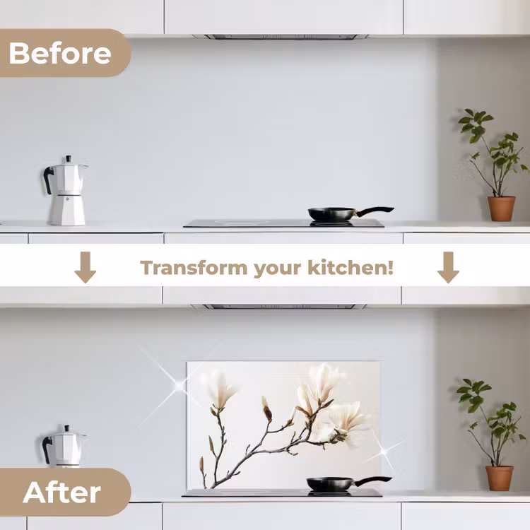 Kitchen splashback for hob - Flowers - White - Nature - Magnolia — 7
