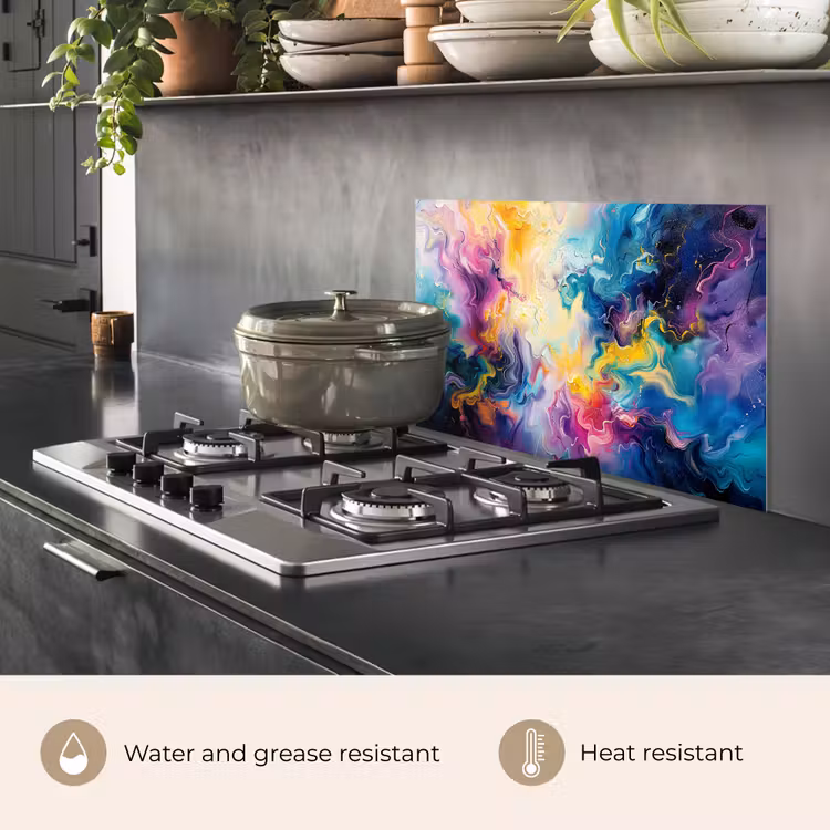 Kitchen splashback for hob - Paint - Colorful - Black - Colors — 2