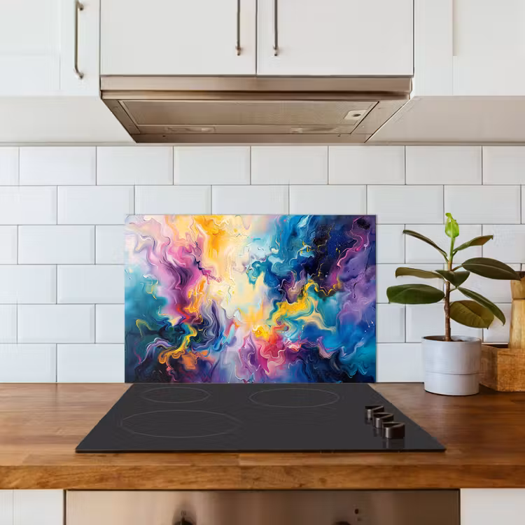 Kitchen splashback for hob - Paint - Colorful - Black - Colors — 3