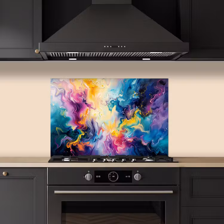 Kitchen splashback for hob - Paint - Colorful - Black - Colors — 5