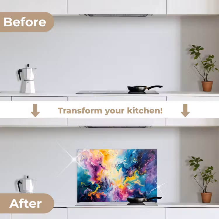 Kitchen splashback for hob - Paint - Colorful - Black - Colors — 7