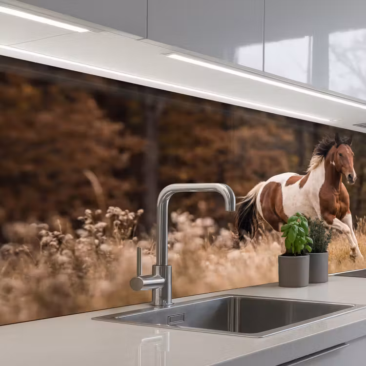 Kitchen splashback - Horse - Brown - Grass — 2