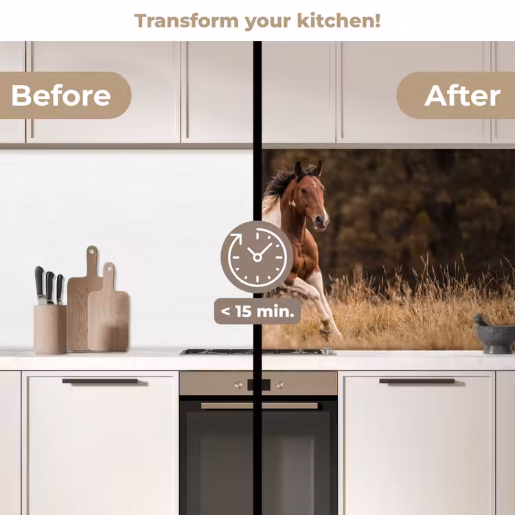 Kitchen splashback - Horse - Brown - Grass — 3