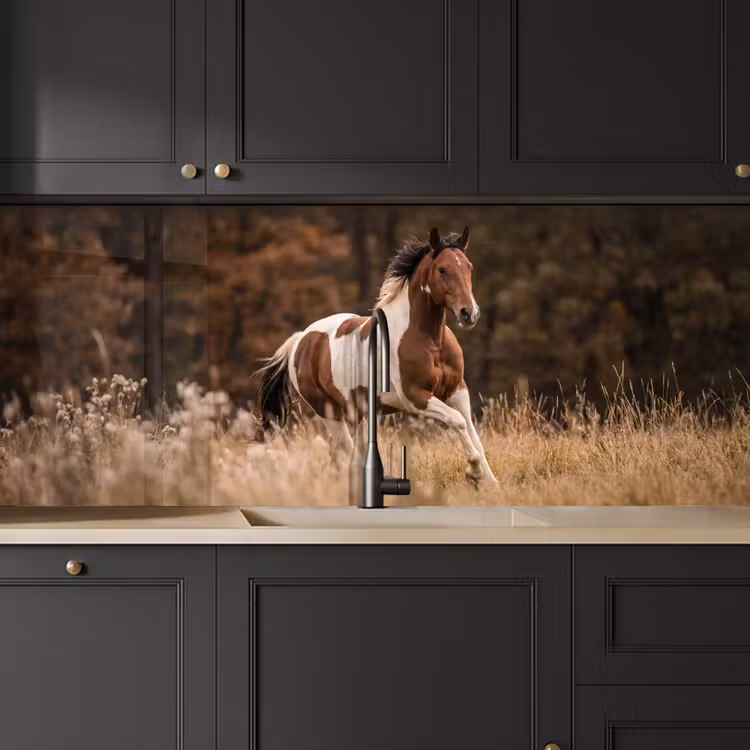 Kitchen splashback - Horse - Brown - Grass — 6