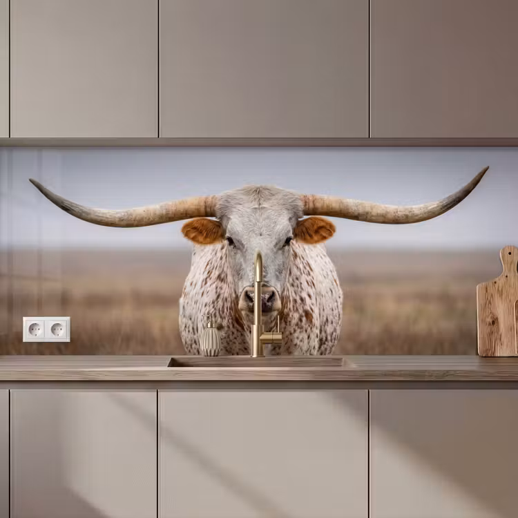 Kitchen splashback - Longhorn - Grass Field - Animal — 1