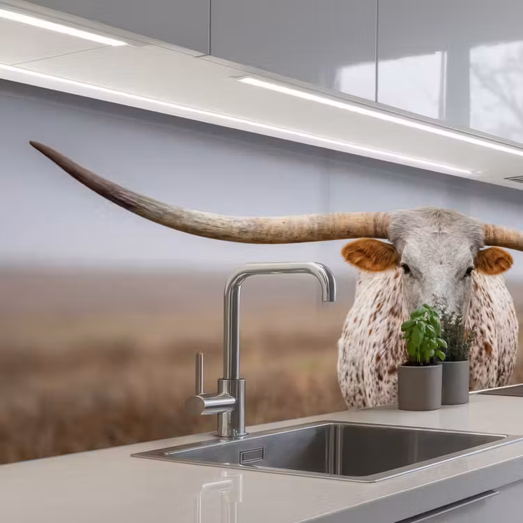 Kitchen splashback - Longhorn - Grass Field - Animal — 2