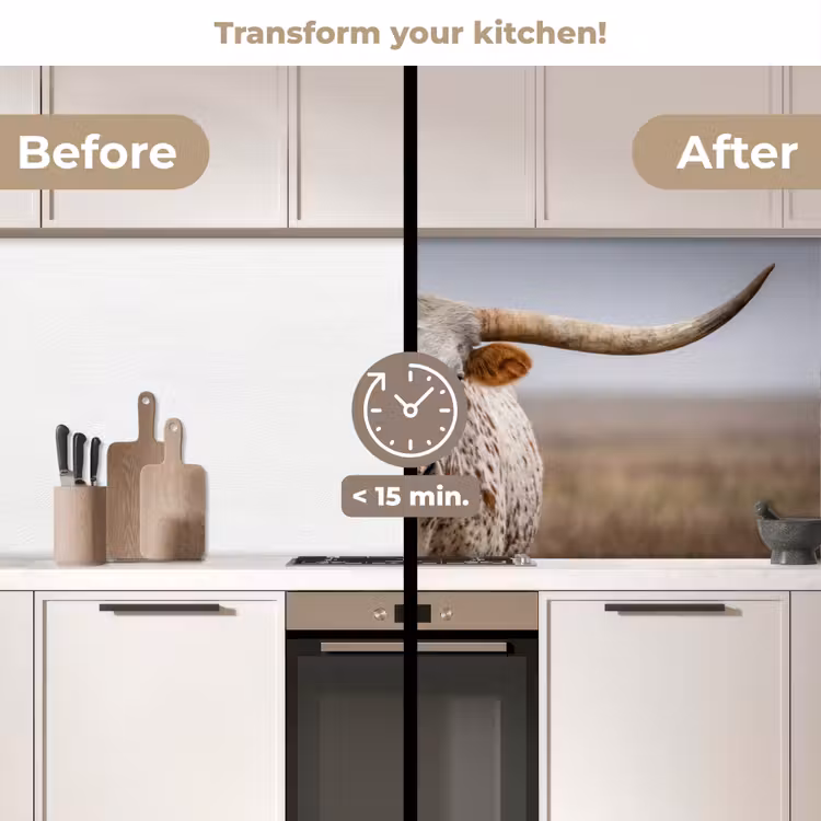 Kitchen splashback - Longhorn - Grass Field - Animal — 3