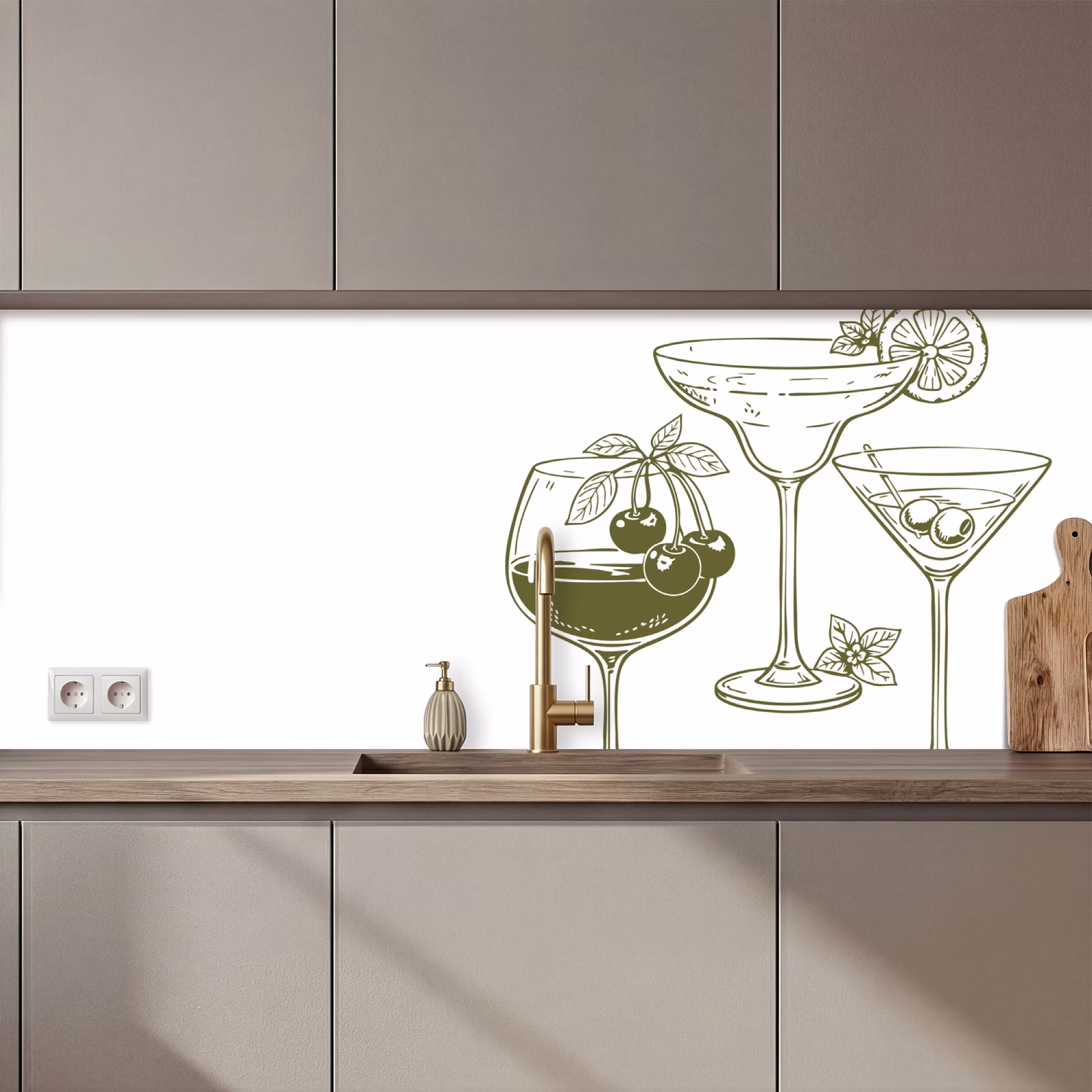 Kitchen splashback - Glasses - Cocktails - Green — 1