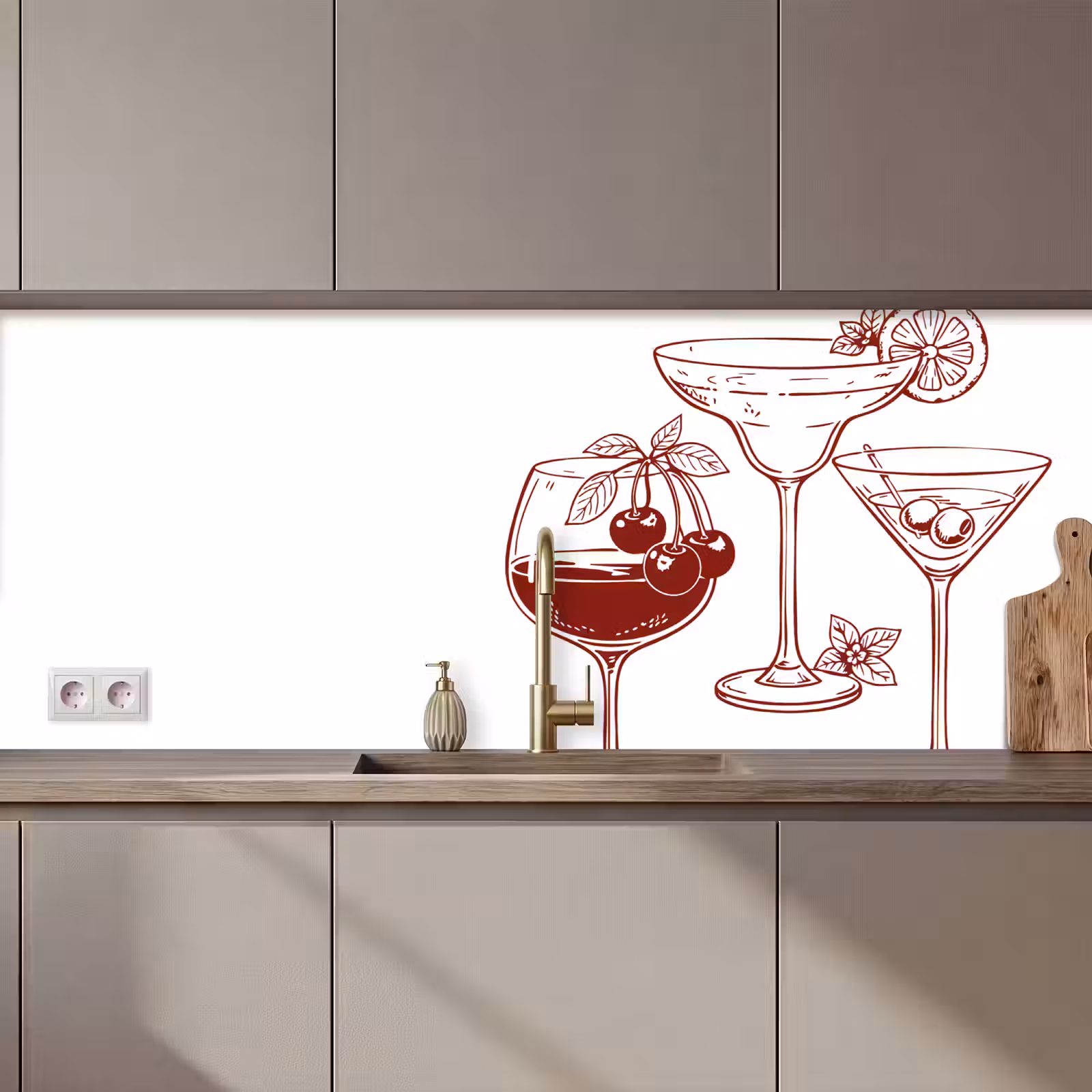 Kitchen splashback - Glasses - Cocktails - Red — 1