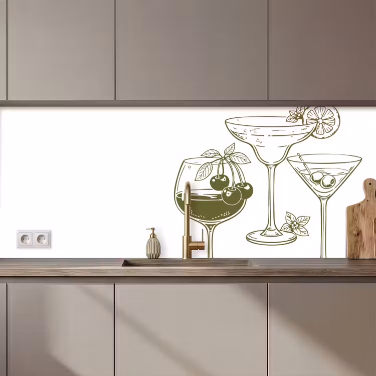 Kitchen splashback - Glasses - Cocktails - Green — 1