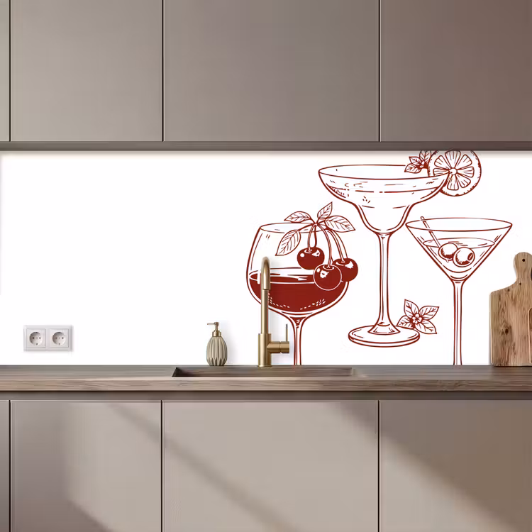 Kitchen splashback - Glasses - Cocktails - Red — 1