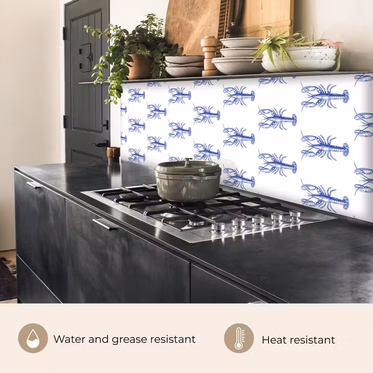 Kitchen splashback - Lobsters - Pattern - Blue - White — 5