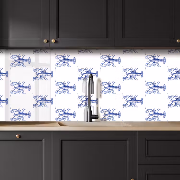 Kitchen splashback - Lobsters - Pattern - Blue - White — 6