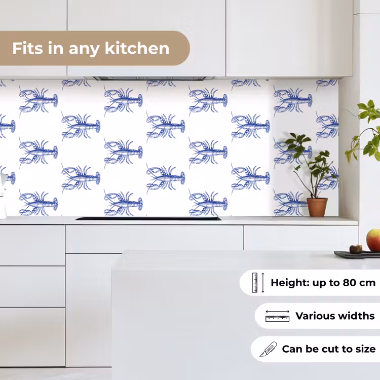 Kitchen splashback - Lobsters - Pattern - Blue - White — 7