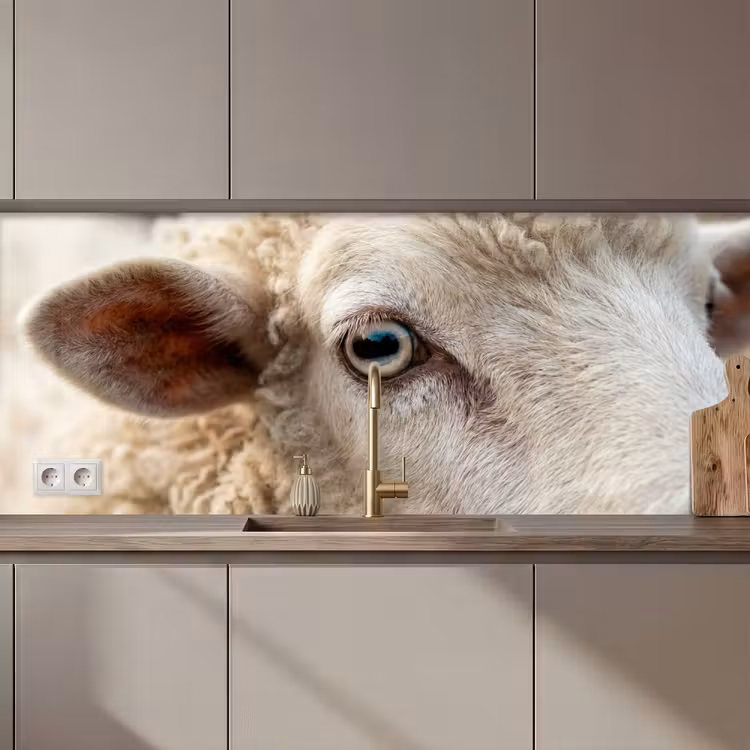 Kitchen splashback - Sheep - Eye - White — 1