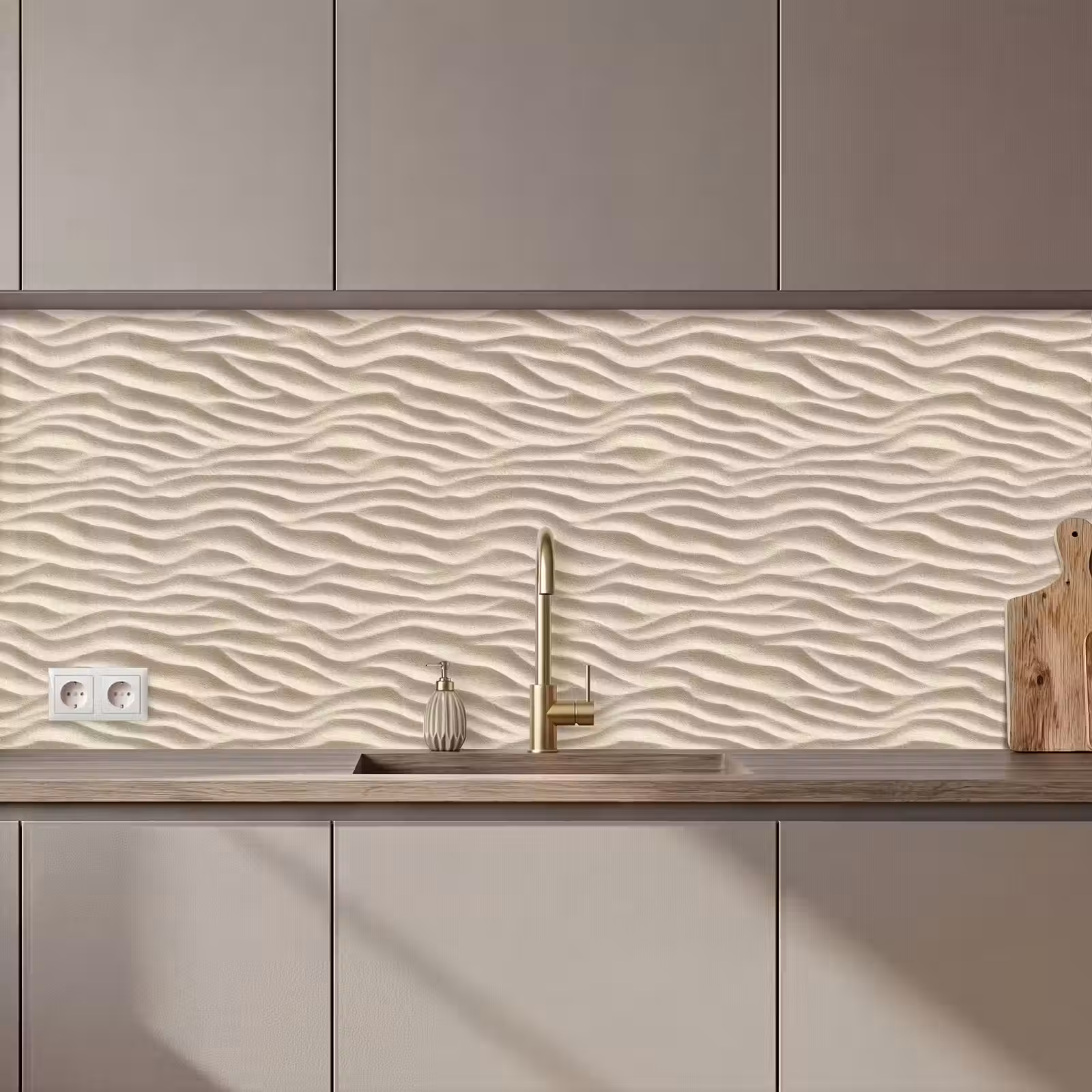Kitchen splashback - Sand - Waves - Beige — 1