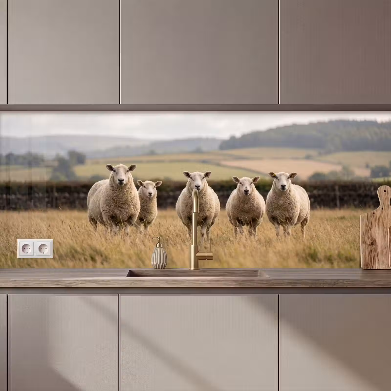 Kitchen splashback - Sheep - Pasture landscape - Hills — 1