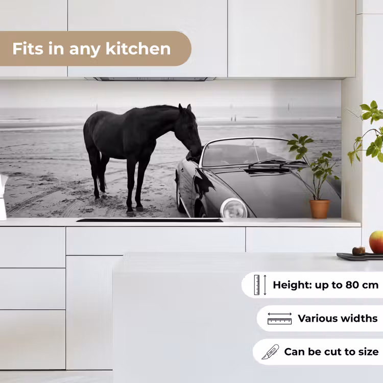 Kitchen splashback - Horse - Car - Black - White — 7