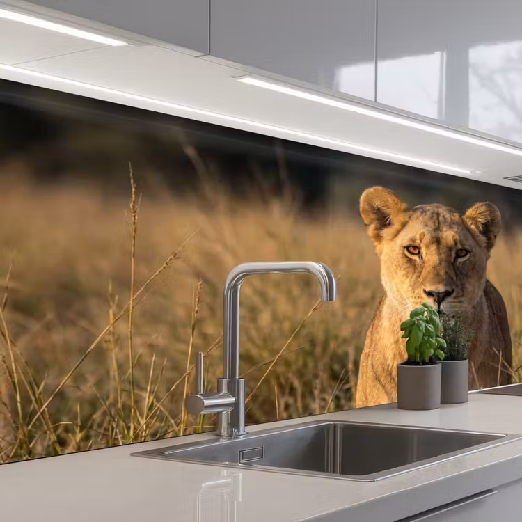 Kitchen splashback - Lioness - Grass - Yellow — 2